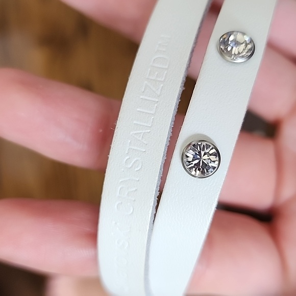 Set of 2 Swarovski Crystalized Leather Wrap Bracelets, Black and White - Picture 4 of 8